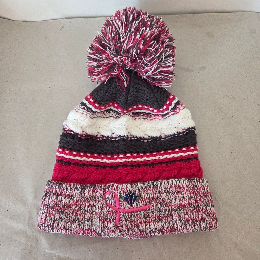 IHC Breast Cancer Awareness Beanie Hat Pompom Knit Winter Pink Adult Warm Cozy
